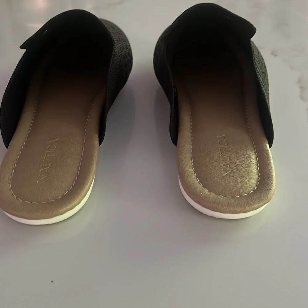 Nautica Ladies Black Knit Slip On Loafers Mules